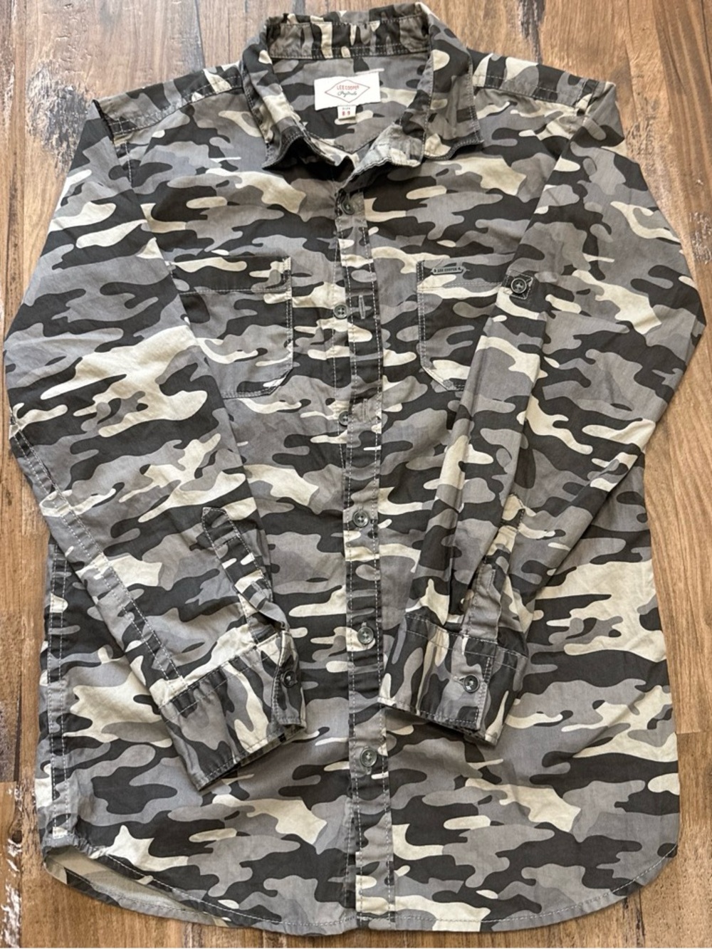 Gray Camo Button-Up Shirt